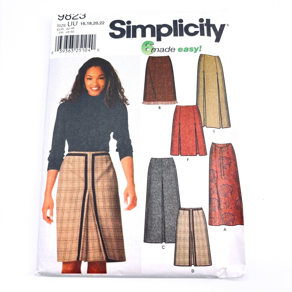 Simplicity 9823 Six Easy Skirts Sz 16-22 Elevated Basics Dark Academia Vtg Y2K